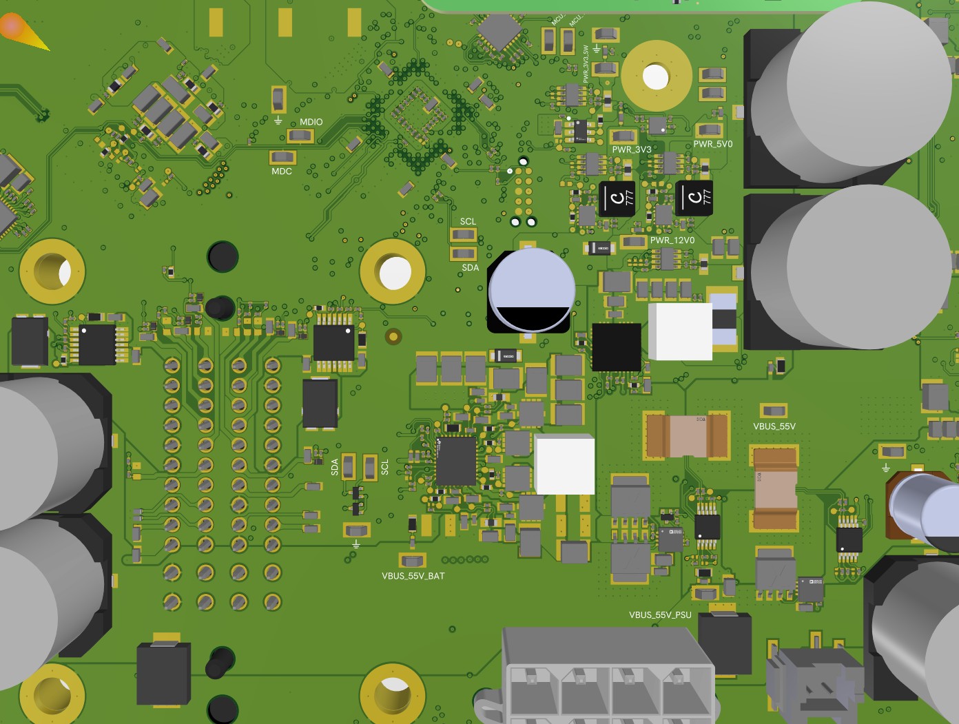 Power distribution section of the networking board